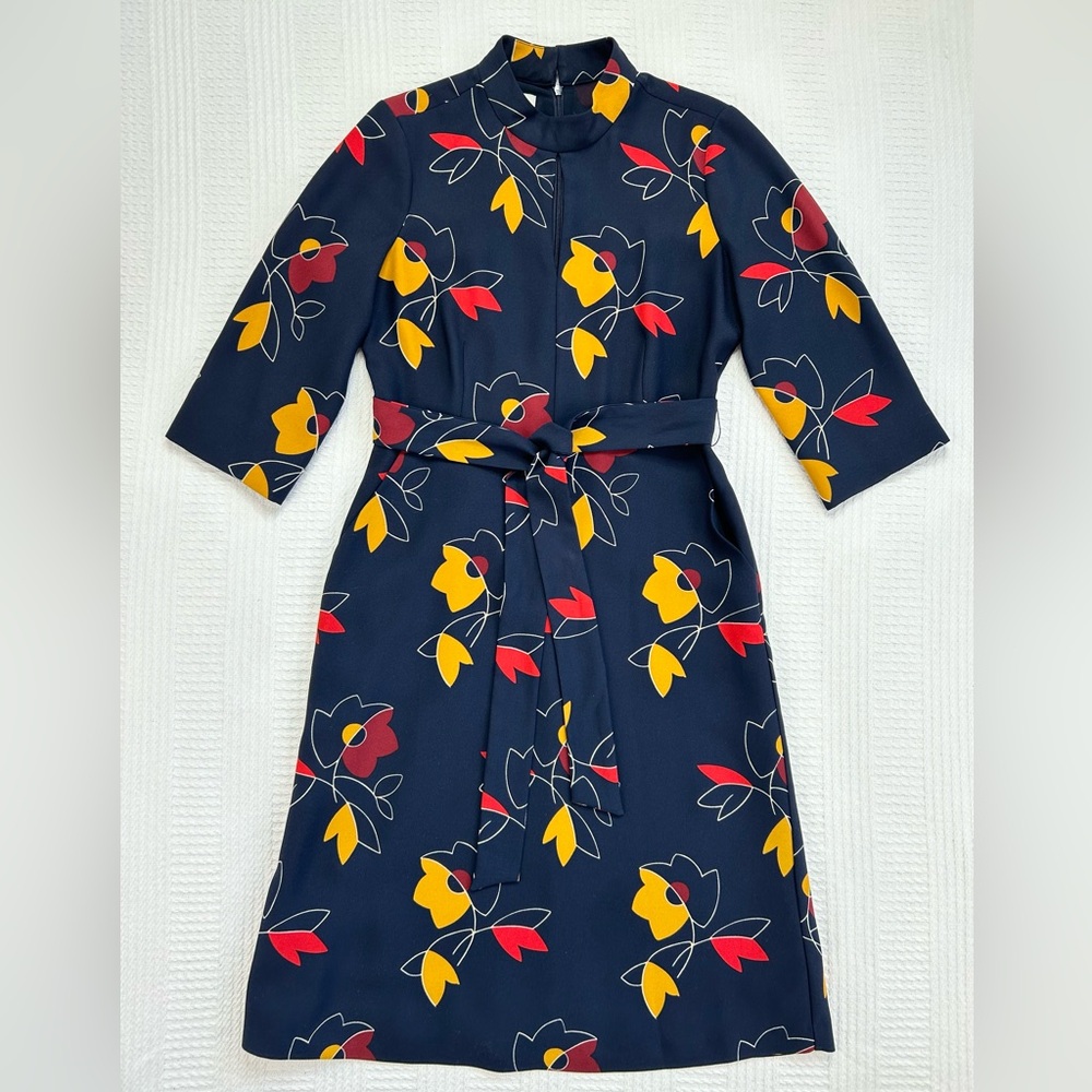 Hobbs London Lyla Floral Print Dress, Navy Size 2